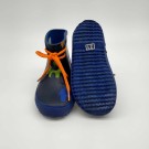 Celavi Ankelhøy Gummistøvel, marine-blå med fargede elefanter og orange snører thumbnail