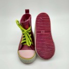 Celavi Ankelhøy Gummistøvel, rosa-lime-hvit med røde hjerter og lime snører thumbnail