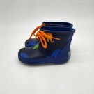 Celavi Ankelhøy Gummistøvel, marine-blå med fargede elefanter og orange snører thumbnail