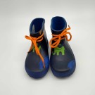 Celavi Ankelhøy Gummistøvel, marine-blå med fargede elefanter og orange snører thumbnail