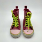Celavi Ankelhøy Gummistøvel, rosa-lime-hvit med røde hjerter og lime snører thumbnail